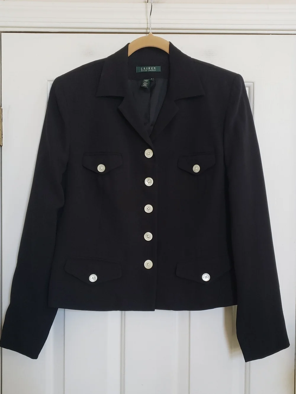 Vintage Ralph Lauren Black Silk Blazer – Size 12